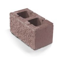 Пескобетонный блок Колдиз заборный 390х190х188 бордовый колотая фактура